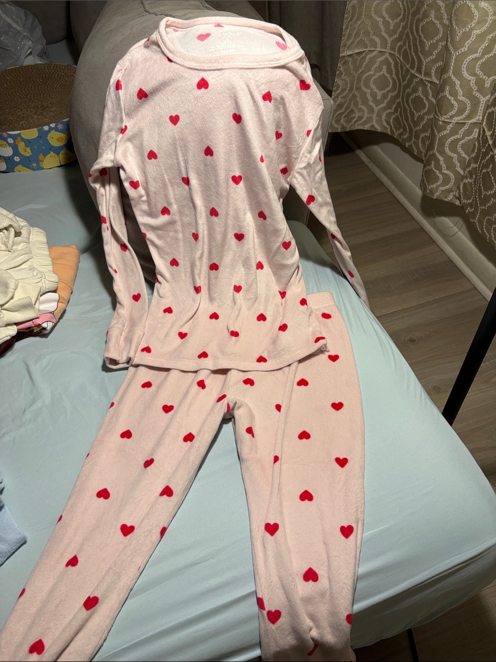 Cat & Jack Pink Pajama Set with Red Heart Print